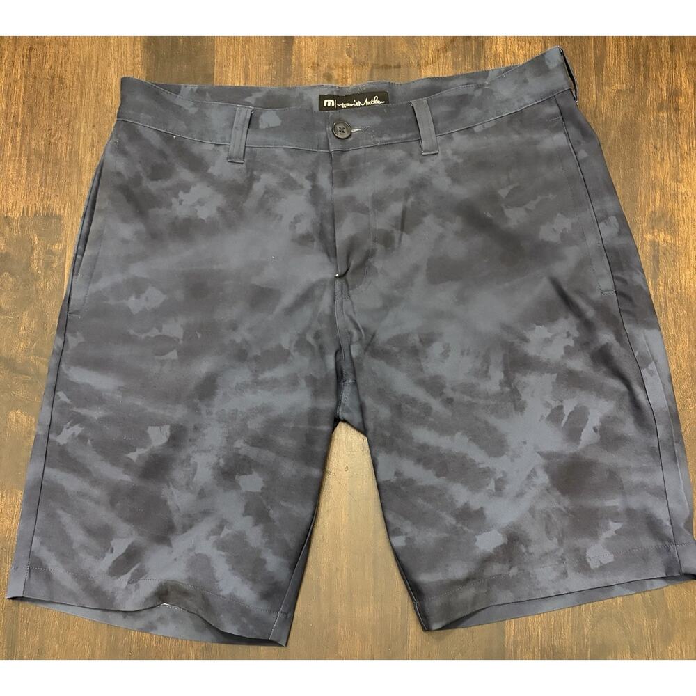 Travis Mathew Golf Shorts Men's 34 Blue Dock Head Tie Dye Casual Hybrid Pocket